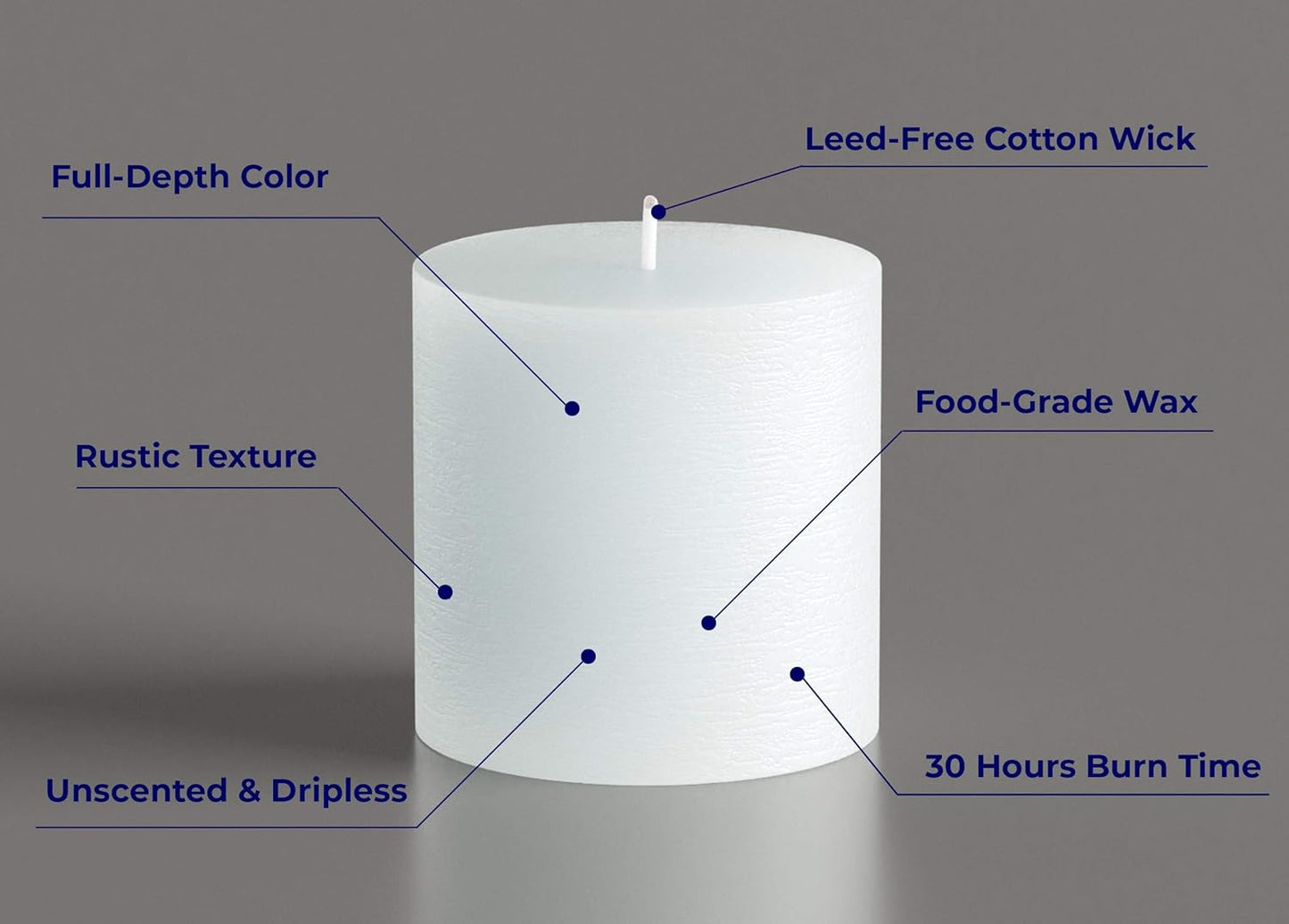 Melt Candle Pillar Candles, 3 Pack - Unscented Candles for Home, Church, Weddings, & More - 3" x 4", Ivory
