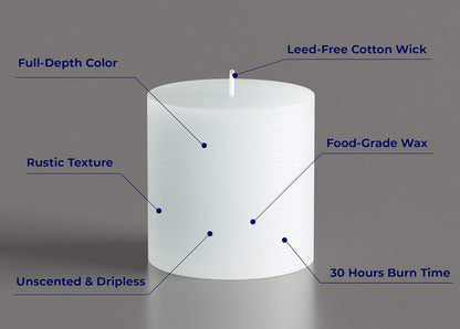 Melt Candle Pillar Candles, 3 Pack - Unscented Candles for Home, Church, Weddings, & More - 3" x 4", Ivory