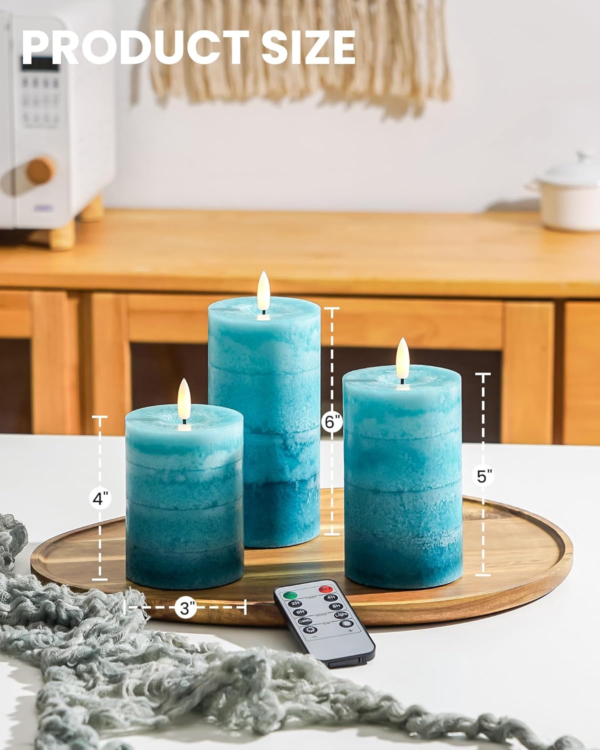 Stmarry Ivory Flameless Candles with Remote and Timer, Real Wax Made LED Pillar Candles Battery Operated with 3D Flickering Flame - 3" x 4",5",6" - Set of 3