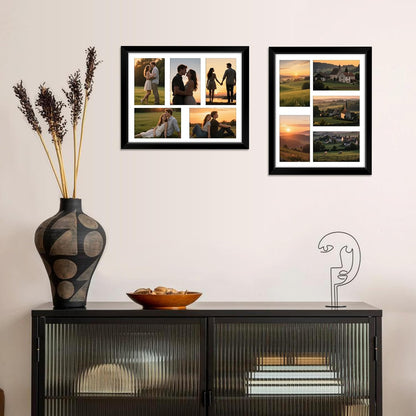 FIXSMITH 8x10 Picture Frame Set of 2, Photo Frame with HD Plexiglass, Display Pictures 5x7 with Mat or 8x10 Without Mat Multi Picture Frames Collage for Tabletop or Wall Display, Black