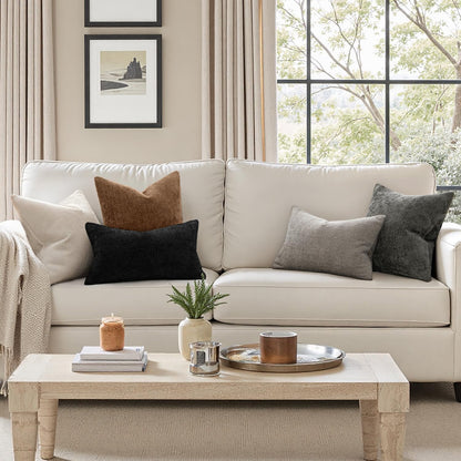 MIULEE Pack of 2 Couch Throw Pillow Covers 18x18 Inch Neutral Beige Modern Boho Accent Decorative Pillow Covers Soft Chenille Farmhouse Cushion Covers for Home Decor Bed Sofa Living Room