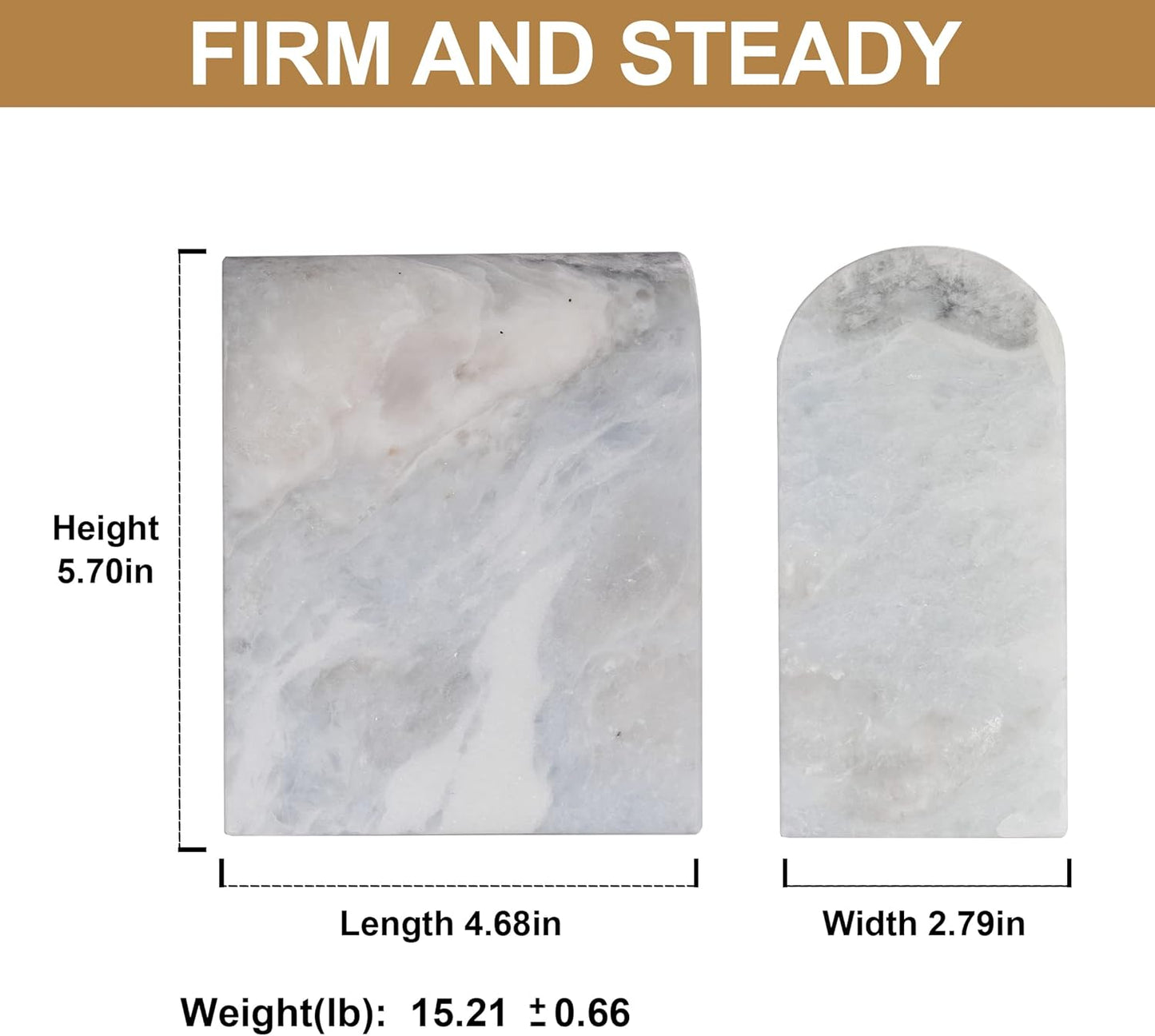 Koville African Natural Marble Bookends for Shelves, Non-Slip Book Ends, 13LBS Ultra Heavy Duty Marble Book Holder Organizer, Apartment Decor for Movies/CD/Video Games(Namib Fantasy)