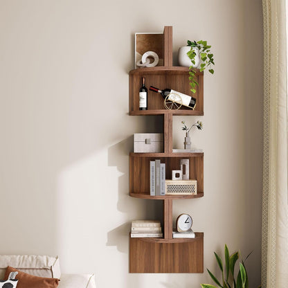 HOOBRO Corner Shelf Wall-Mounted, Set of 2 Floating Corner Shelves for Wall, 4-Tier Corner Bookshelves for Living Room, Bedroom, Bathroom, Home Office, Black BK25BJP201