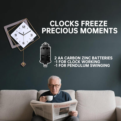 Wall Clock with Pendulum,Silent Quality Quartz Battery Operated,Modern Large Wall Clocks for Living Room Kitchen Home Bathroom Bedroom Wall Decor,16.2x26Inch(Black)