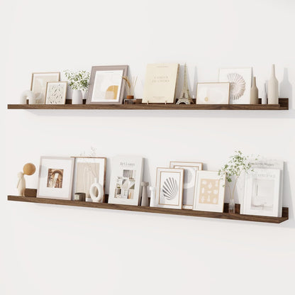 Dreamland Picture Ledge Shelf for Wall, Floating Shelves Set of 2, 48 Inch Long Floating Shelves with Lip for Living Room, Bedroom, Bathroom, Kitchen, White