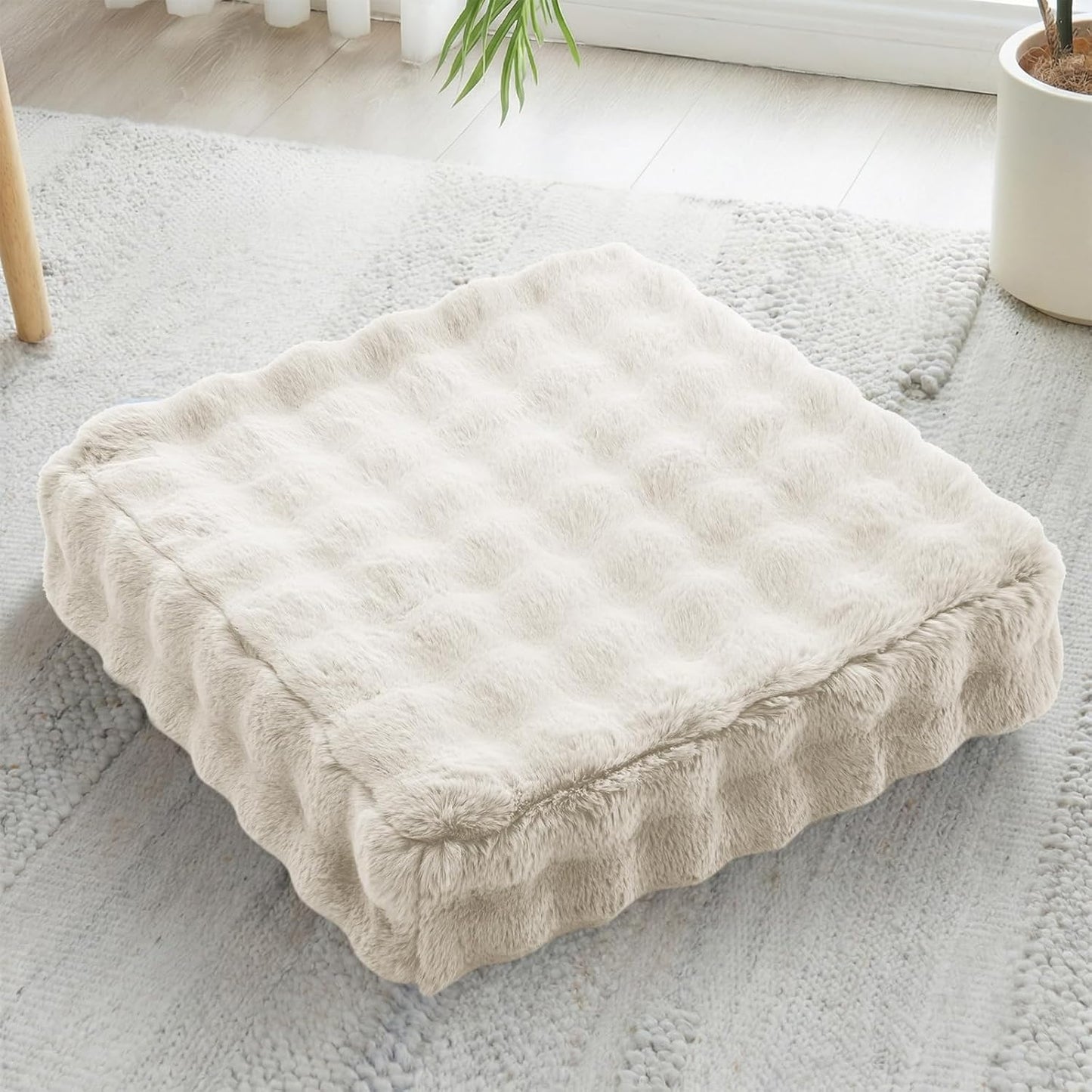 JKMAX 2 Pcs High Density Foam Floor Pillow - Upgraded Large Pillows Seating for Adults - Outdoor Floor Cushion with Soft Tufted Cover - Yoga Pillows for Sitting On Floor - 22 Inch Light Gray