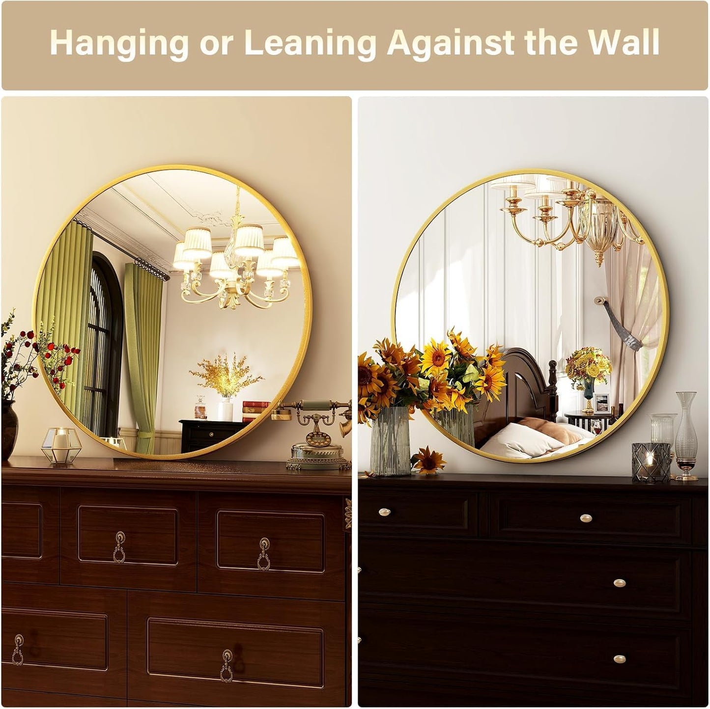 HARRITPURE Round Mirror 30 Black Wall Mounted Circle Mirrors Vanity Mirror with Brushed Aluminum Alloy Frame Modern Decoration for Bathroom, Living Room, Vanity, Bedroom, Entryway