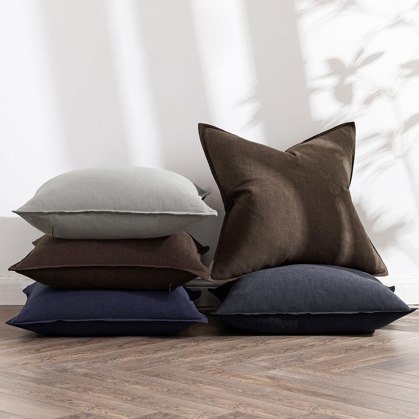 MIULEE Decorative Linen Euro Sham Pillow Covers 26x26 Cream White Boho Farmhouse Neutral Couch Throw Pillows for Bed Pack of 2 Accent Modern Pillowcase Sofa Livingroom Home Decor