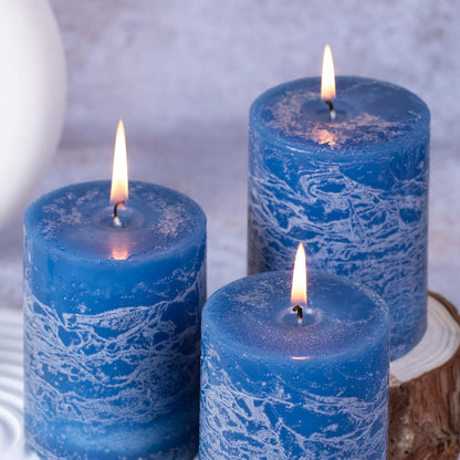 KONNI Coffee Layered Pillar Candles Set of 3, 3"x 4" Unscented Pillar Candles Bulk, 39 Hours Long Burning Candles, Smokeless&Dripless Round Candle for Wedding, Home Decoration, Parties, Spas, Dinner