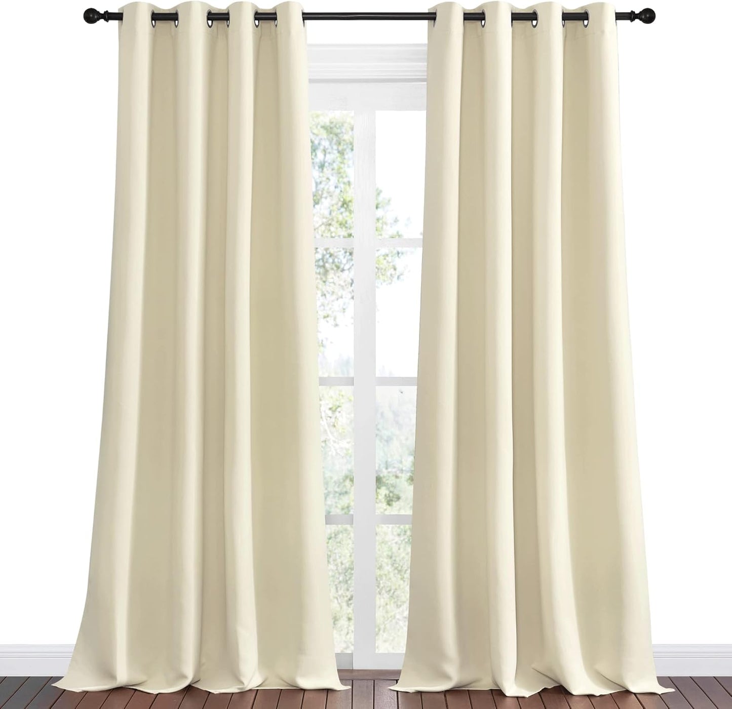 NICETOWN Halloween Pitch Black Solid Thermal Insulated Grommet Blackout Curtains/Drapes for Bedroom Window (2 Panels, 42 inches Wide by 63 inches Long, Black) - Colors C