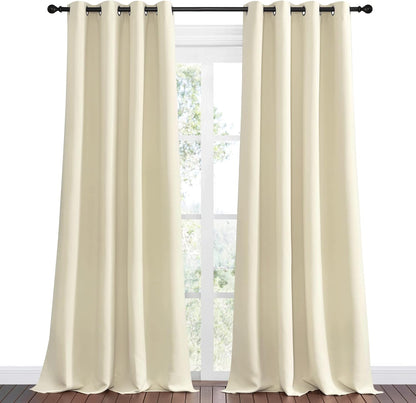 NICETOWN Halloween Pitch Black Solid Thermal Insulated Grommet Blackout Curtains/Drapes for Bedroom Window (2 Panels, 42 inches Wide by 63 inches Long, Black) - Colors C