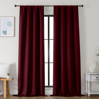 Simplebrand Ava Sage Green Blackout Curtains for Bedroom 63 Inch Length 2 Panels Set, Solid Thermal Insulated Energy Saving Rod Pocket Window Treatment Curtains Blackout Drapes, W40 x L63 Inch, Sage - Colors A