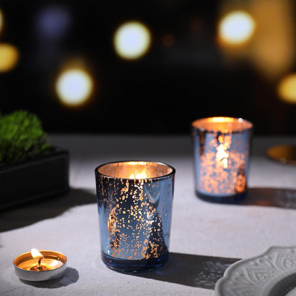 LETINE Gold Votive Candle Holders Set of 36 - Speckled Mercury Gold Glass Candle Holder Bulk - Ideal Spring Summer Decor for Wedding Centerpiece Table，Valentine's Day Decorations Indoor