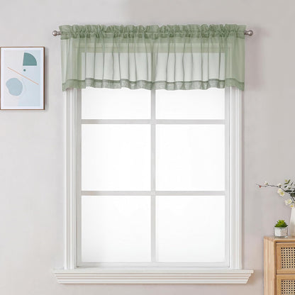 Chyhomenyc Sheer White Valances for Windows 2 Pack, Small Window Curtains for Living Room Bathroom Cafe Laundry Basement, Modern Top Dual Rod Pocket Voile Curtain, 42W x 14L inches, White - Colors A