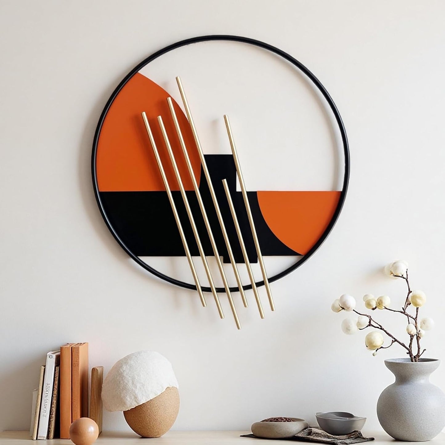 HYVAKUPPA 3D Large Metal Wall Decor Modern Aesthetic Wall Sculptures 19.7''x23.2'' Luxury Geometric Circular Decor Wall Art Artwork for Bedroom Dining Living Room Wall Decorations