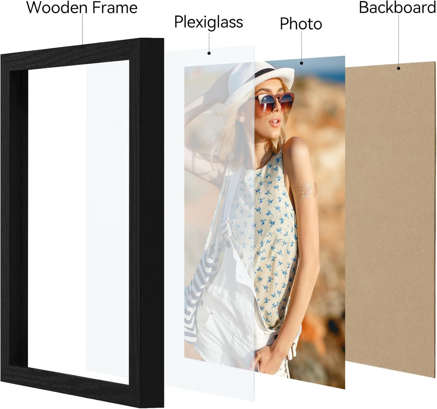 Vittanly 11x14 Picture Frame, Display Pictures 8x10 with Mat or 11x14 without Mat, Photo Frame for Wall Mounting, Black, 1 Pack - Colors A