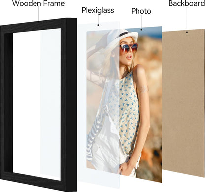 Vittanly 11x14 Picture Frame, Display Pictures 8x10 with Mat or 11x14 without Mat, Photo Frame for Wall Mounting, Black, 1 Pack - Colors A