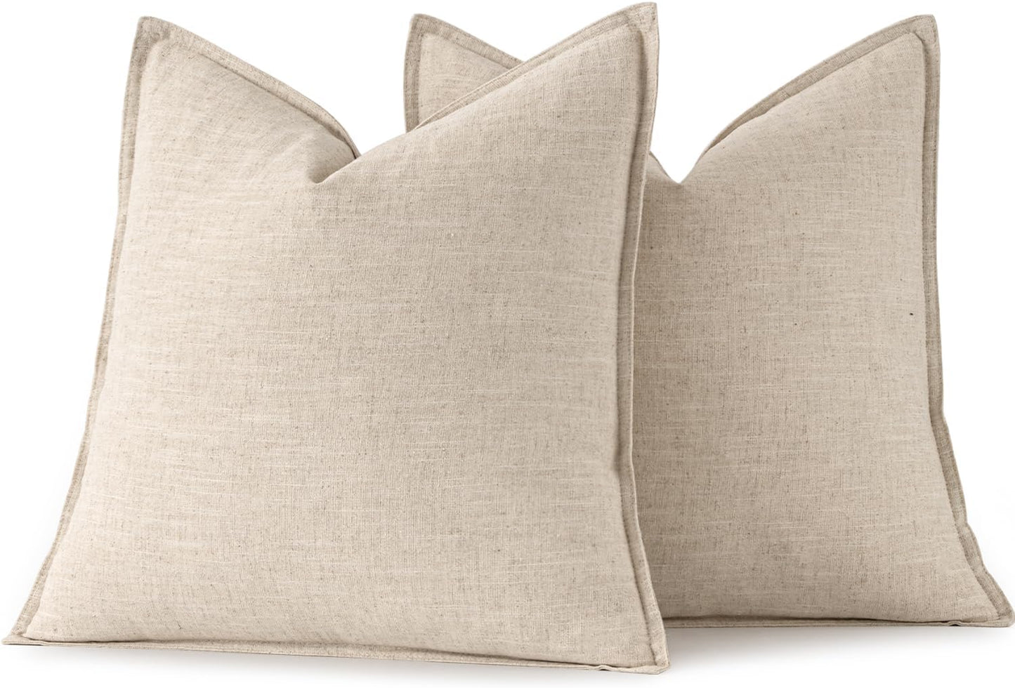 MIULEE Decorative Linen Euro Sham Pillow Covers 26x26 Cream White Boho Farmhouse Neutral Couch Throw Pillows for Bed Pack of 2 Accent Modern Pillowcase Sofa Livingroom Home Decor