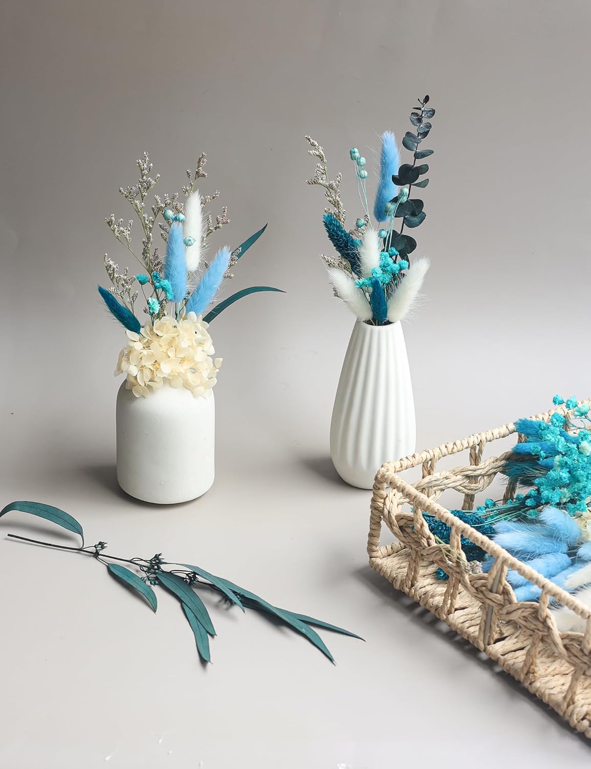 DIY Natural Dried Flower Set, Bulk Dried Flowers for Vase, Dried Flowers with Stems, Dried Roses, Mini Dried Flower Bouquets.(Brown)
