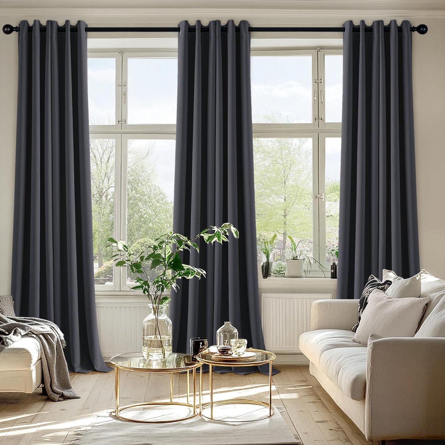 MIULEE Blackout Curtains for Bedroom Living Room 2 Panels, Thermal Insulated Room Darkening Drapes Grommet Noise Reducing Light Blocking Window Treatments 63 Inches Long 40x63 Inch Black - Colors A