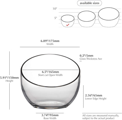 WGVI Clear Slant Cut Bowl Glass Vase, Glass Terrarium, Candy Dish, Glassware, Slant Open: 7". Height: 6" x 2.7". Base: 4" (1 Piece)