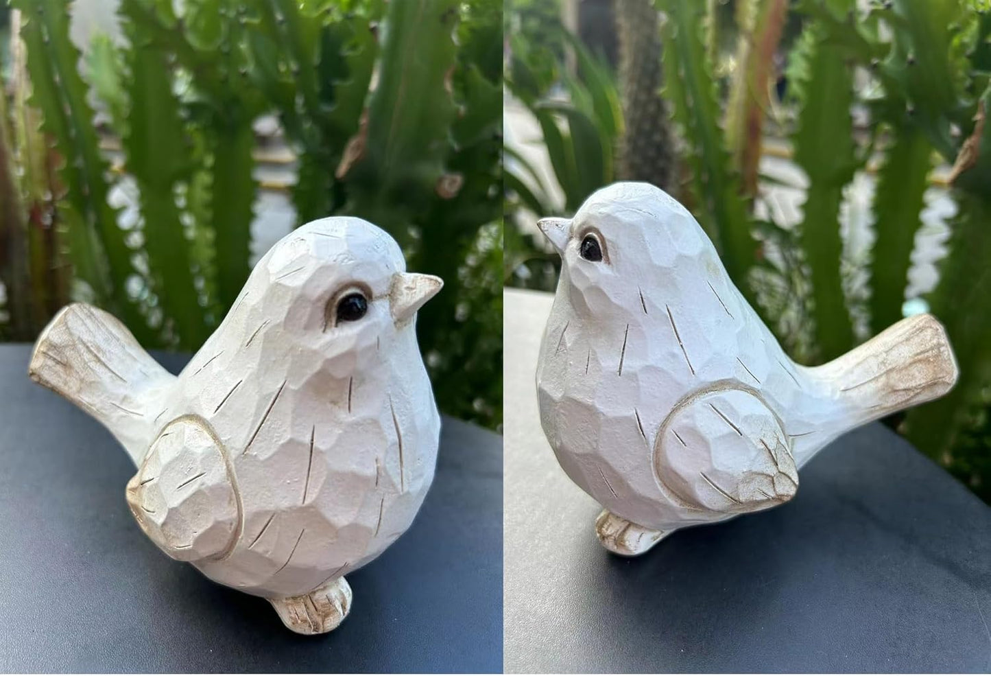 New White Modern Farmhouse Bird Figurine, Bird Statue Sculpture - Carved Rustic Distressed Animal Bird Ornaments - Home Decor Accents Collectible Bird Figurine | Spring