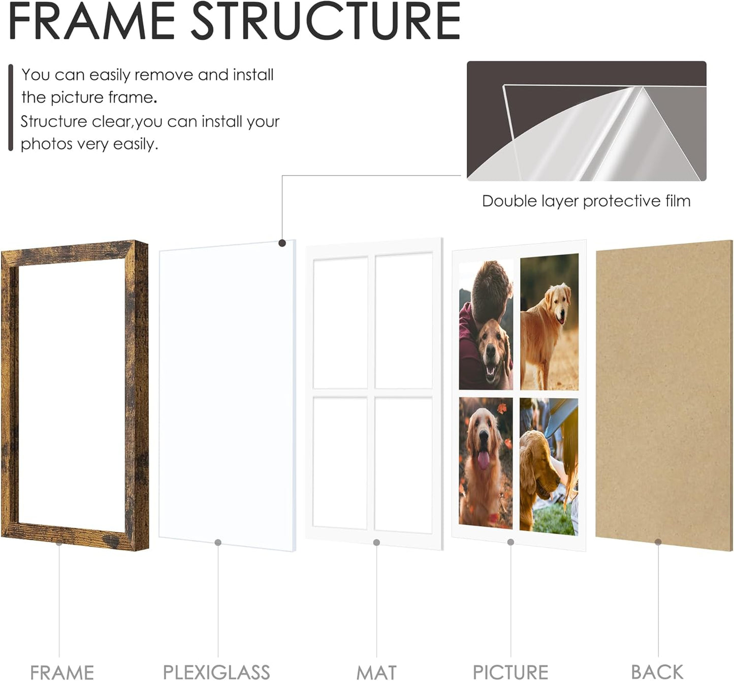 DUENPY 14x26 Collage Picture Frame 4x6 Collage Picture Frame Displays Twelve 4x6 inch Photos Available Horizontal Wall Mounting Display and Vertical Black - Colors A