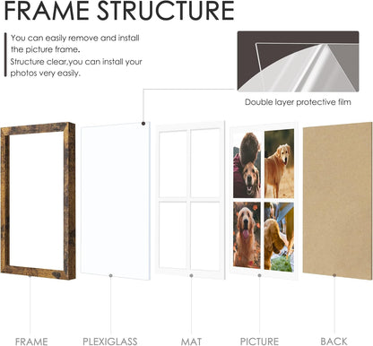 DUENPY 14x26 Collage Picture Frame 4x6 Collage Picture Frame Displays Twelve 4x6 inch Photos Available Horizontal Wall Mounting Display and Vertical Black - Colors A