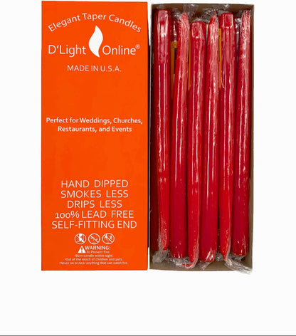 D'light Online White Taper Candles, 10 Inch Premium Quality Candles Hand-Dipped Tapered Candles, Dripless, Smokeless and Unwrapped Bulk Pack for Events - Set of 12 (10 Inch, White)