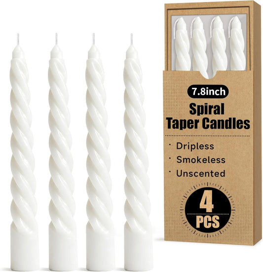 KORCCI Ivory Taper Candles 10 Inch - Set of 6 Long Candles, 8 Hours Long Burning, Smokeless & Unscented & Dripless, for Christmas Holiday Décor, Weddings, Birthdays, Dinner, Rituals (Ivory)