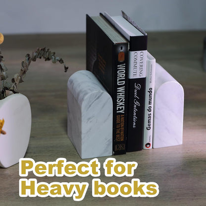 Koville African Natural Marble Bookends for Shelves, Non-Slip Book Ends, 13LBS Ultra Heavy Duty Marble Book Holder Organizer, Apartment Decor for Movies/CD/Video Games(Namib Fantasy)