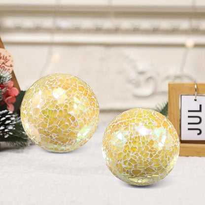 3Pcs Mosaic Glass Orbs Decorative Balls Set 8.5cm/3.35inch Blue Sphere Wedding Party Home Decor Table Centerpiece