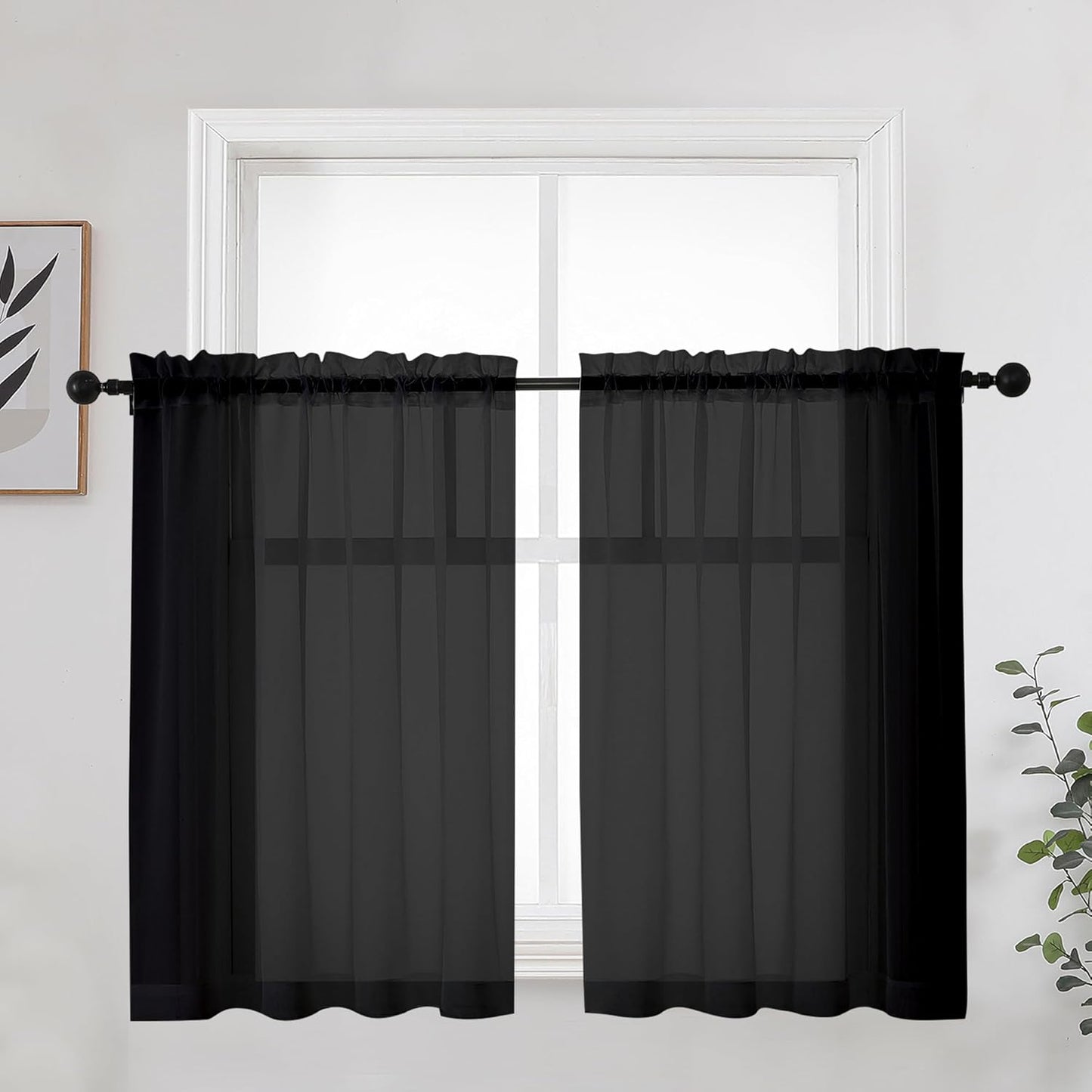 OWENIE Sheer Curtains 84 inches Long 2 Panels Set for Living Room/Bedroom, Rod Pocket Voile Sheer Panel Drapes, White, 2pcs, Each 42" W x 84" L - Colors B