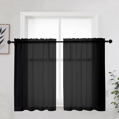 OWENIE Sheer Curtains 84 inches Long 2 Panels Set for Living Room/Bedroom, Rod Pocket Voile Sheer Panel Drapes, White, 2pcs, Each 42" W x 84" L - Colors B