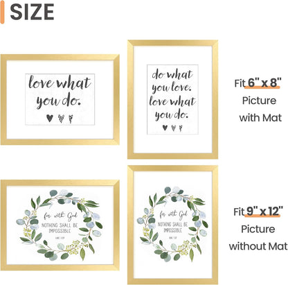 upsimples 11x14 Picture Frame Set of 5, Display Pictures 8x10 with Mat or 11x14 Without Mat, Wall Gallery Photo Frames, Black