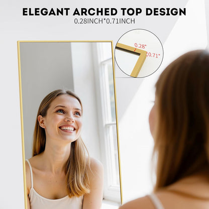 Simple Deluxe Arched Full Length Mirror, 71"x26"Large Floor Mirrors, for Wall Door Bedroom Bathroom Living Room (Gold)