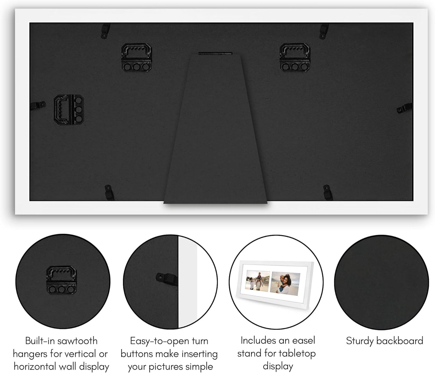 Americanflat 4x6 Collage Picture Frame with Shatter-Resistant Glass - Fits Five 4x6 Photos or Use as One 11x14 Picture Frame - Signature Collection - Collage Frames for Wall Display - Black