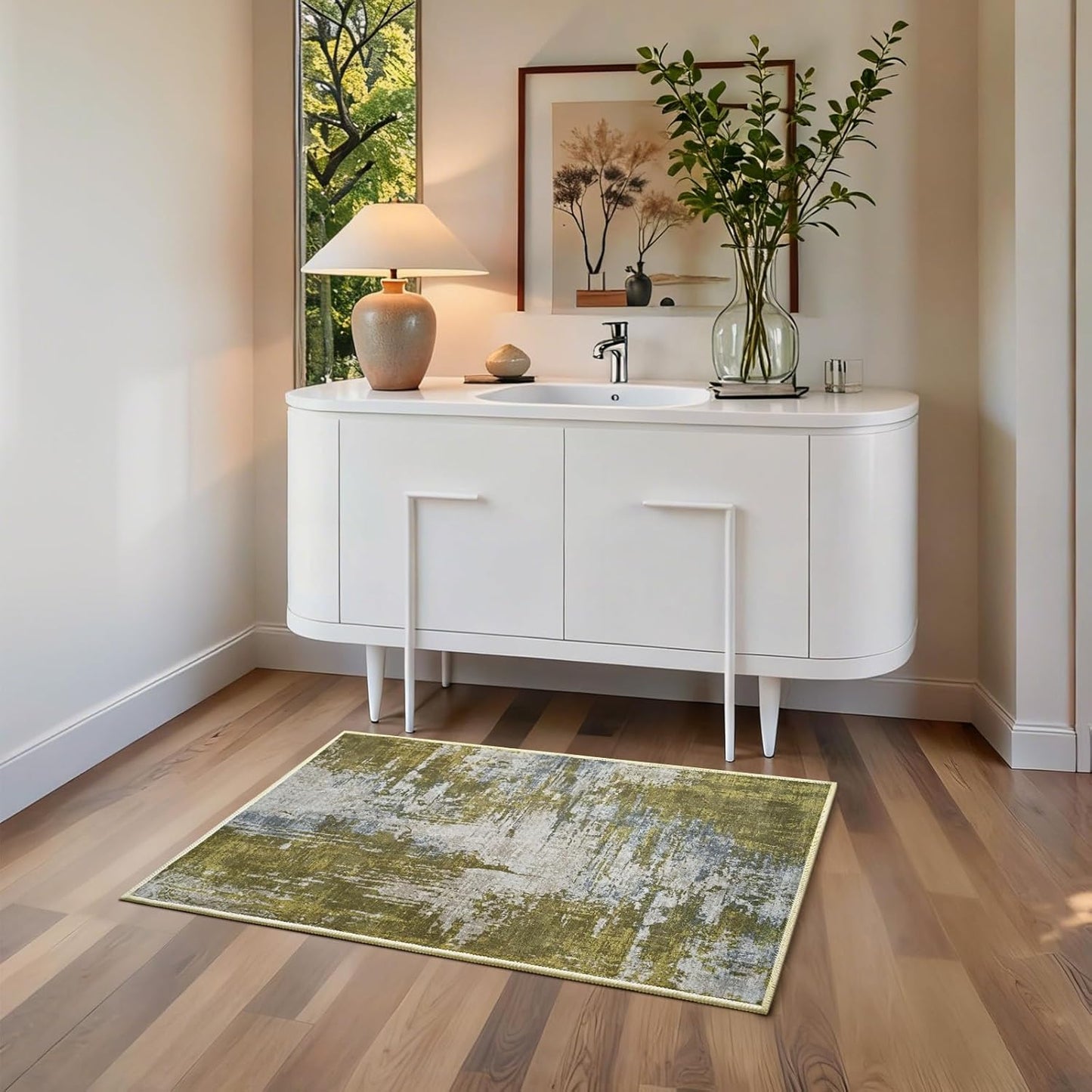 Ompaa 2x6 Rug Runners for Hallways Kitchen Runner Rug Non Slip Washable Grey Long Runner Rugs with Rubber Backing Soft Abstract Carpet Runner for Hallways, Kitchen, Bedroom, Bathroom, Entryway - Colors B