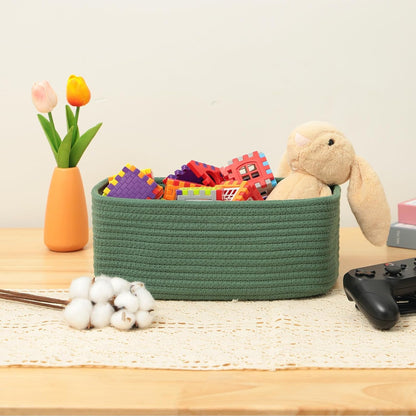 MiniArk Small Storage Baskets for Organizing | Closet Organizer Bins | Shelf Toy Basket | Woven Rope Baskets | Cube Decorative Box | Shallow Basket | L11.5xW7.5xH4.7| Brown