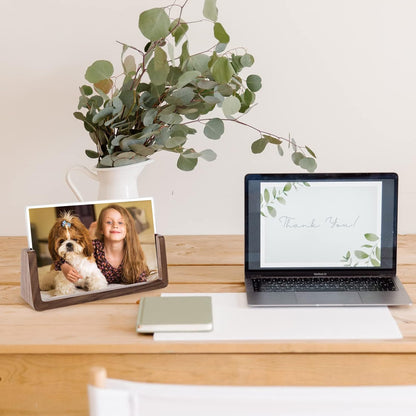 Mixoo 4x6 Picture Frame 2 Pack - Rustic Wooden Picture Frames with Walnut Wood Base and High Definition Break Free Acrylic Photo Covers for Desk Tabletop Display Graduation Gifts Teacher Appreciation Gifts (Horizontal + Vertical)