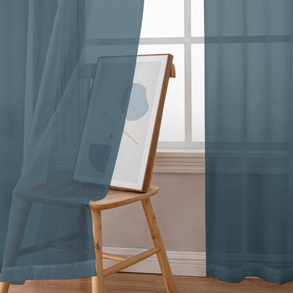 OWENIE Sheer Curtains 84 inches Long 2 Panels Set for Living Room/Bedroom, Rod Pocket Voile Sheer Panel Drapes, White, 2pcs, Each 42" W x 84" L - Colors A