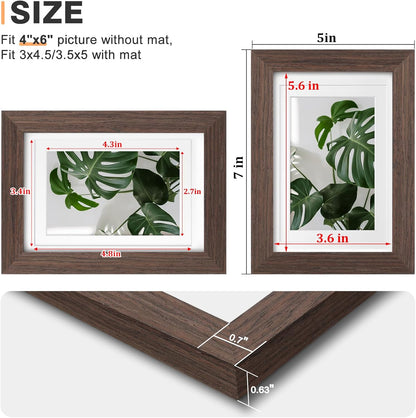 Egofine 8x10 Picture Frames Set of 4, Made of Solid Wood Covered by Plexiglass 4x6 and 5x7 with Mat or 8x10 without Mat, for Table Top Display and Wall Mounting Photo Frame Black