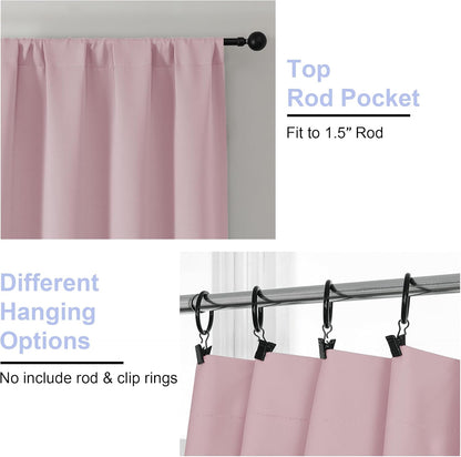 Simplebrand Ava Sage Green Blackout Curtains for Bedroom 63 Inch Length 2 Panels Set, Solid Thermal Insulated Energy Saving Rod Pocket Window Treatment Curtains Blackout Drapes, W40 x L63 Inch, Sage - Colors A