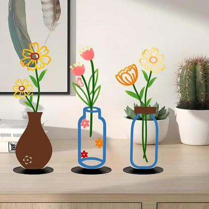 3PCS Sculptures Home Decor, Metal Vase Tabletop Decor, Home Decor for Living Rooms Bedrooms Bookshelves and Desks (Black)