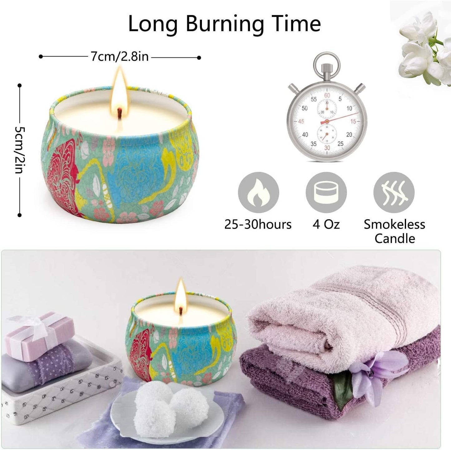 Candles Gift Set for Women, 4 Pack Scented Candles with 8% Essential Oils, 120H Long Lasting Aromatherapy Candles for Home Relaxation