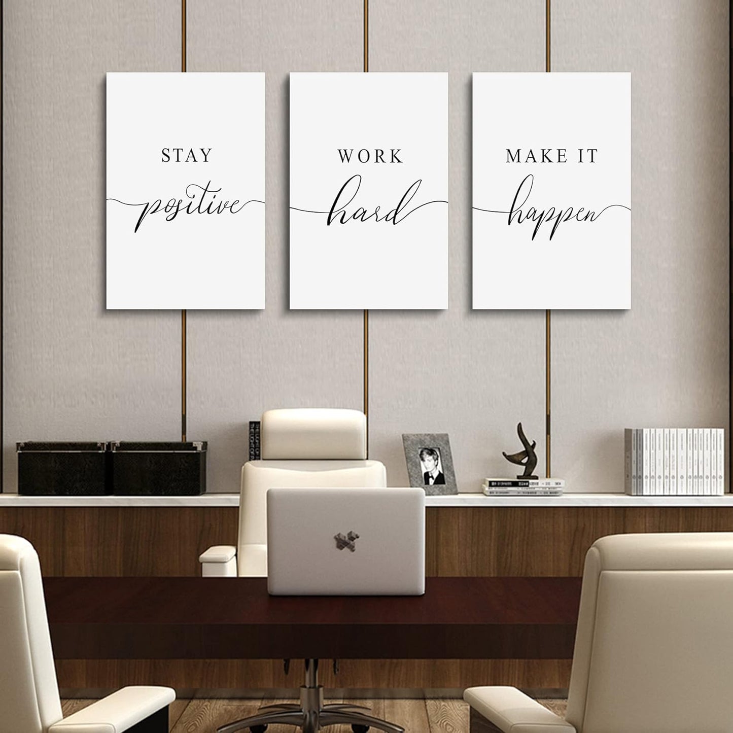 Inspirational Canvas Painting Wall Art -EPHANY ART,Mindset Quotes Prints, Success Framed Entrepreneur Poster Positive Quotes Wall Poster for Home Office Workplace (M-3pcs,12x16inchx3pcs)