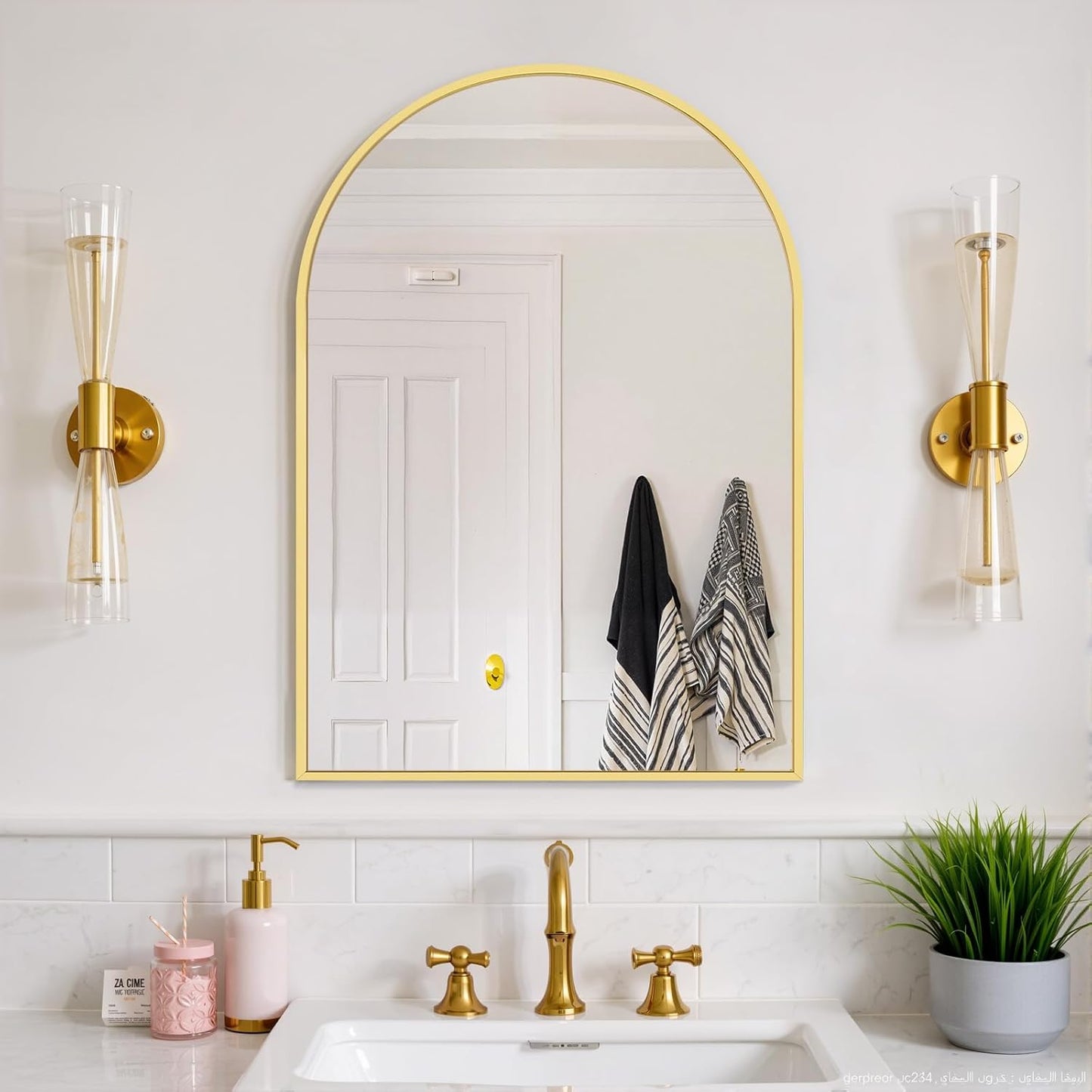 Bathroom Mirror for Wall, 24 Inch Round Mirror, Matte Black Metal Framed Circle Vanity Mirror for Bathroom Bedroom Living Room Entryway, Anti-Rust, Tempered Glass, Hanging or Leaning