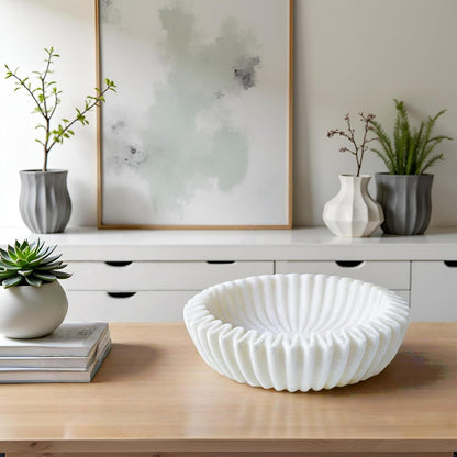 Braxio White Decorative Bowl with Sand Finish - Key Holder Bowl for Entryway Table, Modern Fruit Bowl for Kitchen Counter, Centerpiece Catch-All Bowl 10.5 x 10 x 5.5 Inch