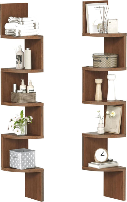 HOOBRO Corner Shelf Wall-Mounted, Set of 2 Floating Corner Shelves for Wall, 4-Tier Corner Bookshelves for Living Room, Bedroom, Bathroom, Home Office, Black BK25BJP201