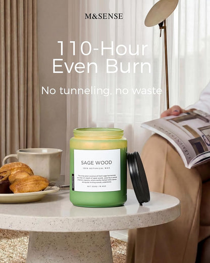 M&SENSE Eucalyptus & Mint Scented Jar Candle, Large 19.4oz Natural Soy Wax, 110-Hour Long Lasting Non-Toxic Clean Burning, Fresh Smelling Home Aromatherapy for Spa Stress Relief, Gifts for Men Women